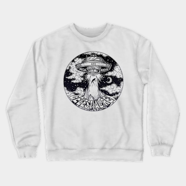 Celestial Rex UFO Crewneck Sweatshirt by radbadchad